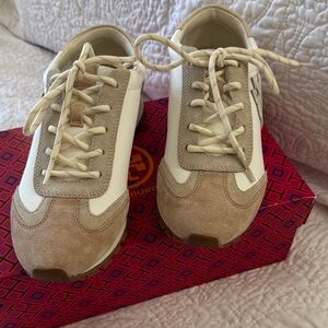 Tory Burch Cream and Tan Sneakers